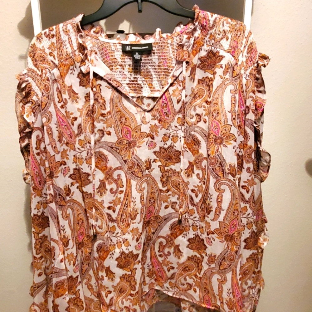 International Concepts (INC) Tie-Neck Long Sleeved Shirt
